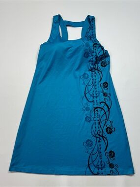 Athleta Turquoise Sundress With Florals Bra Size Large